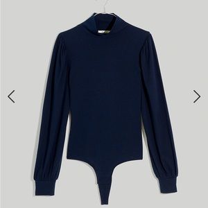 Madewell Ribbed Puff-Sleeve Turtleneck Bodysuit